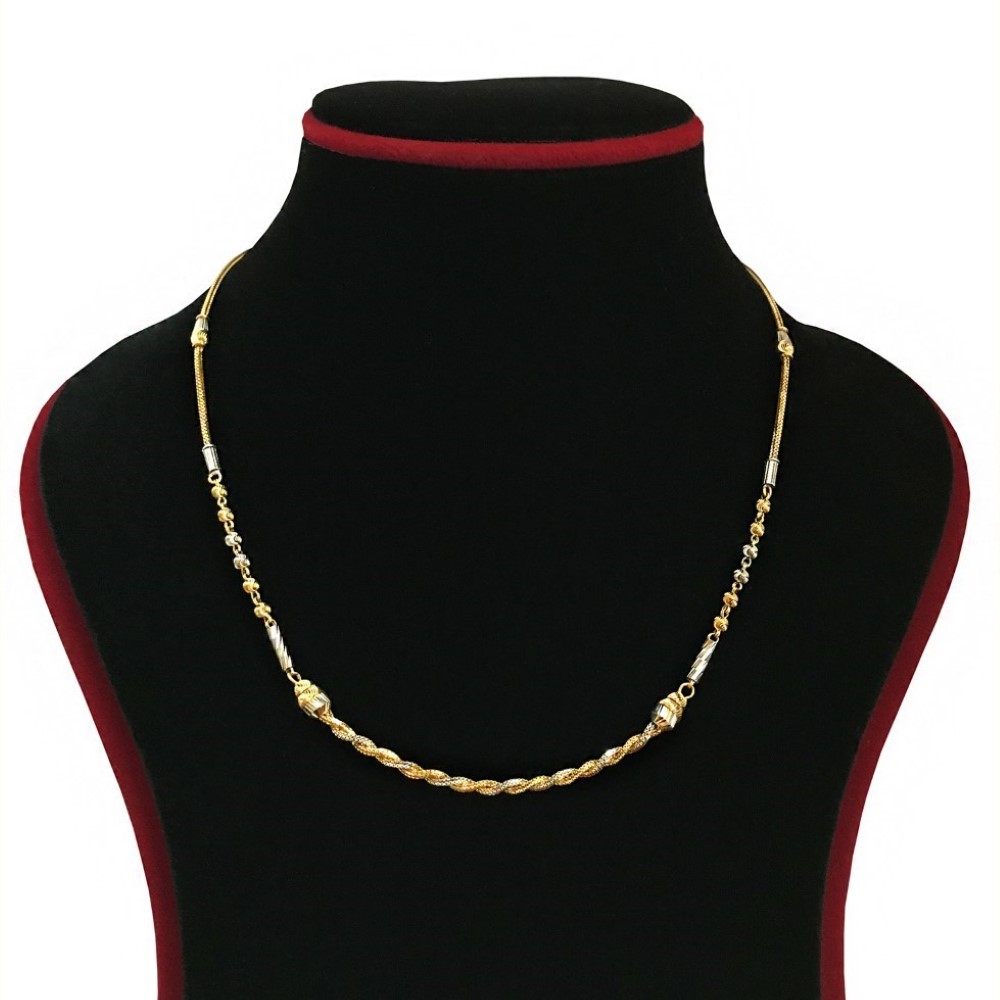 18 Kt Hallmark Real Solid Yellow Gold 2 Tone Curb Necklace Chain 10.750 g 18''L