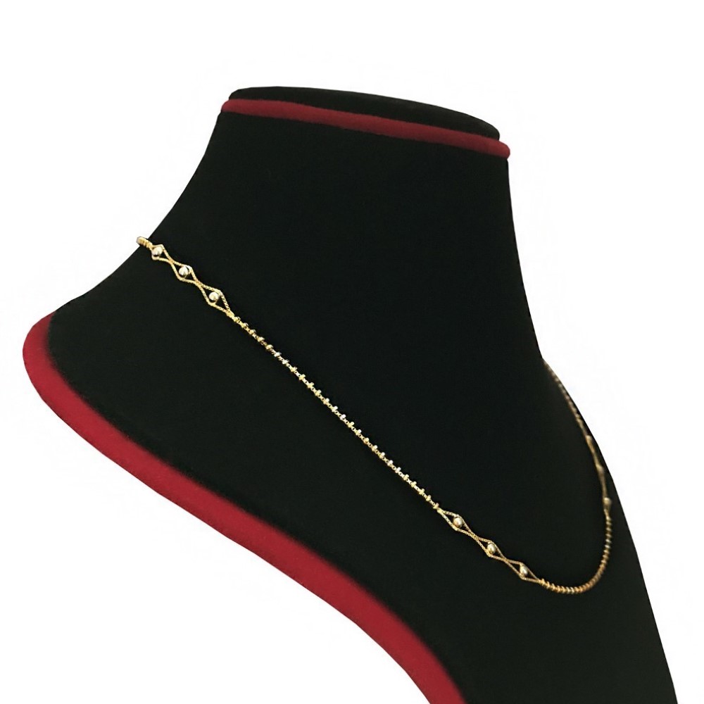 18 Kt Hallmark Real Solid Yellow Gold 2 Tone Curb Necklace Chain 7.140 g 19'' L
