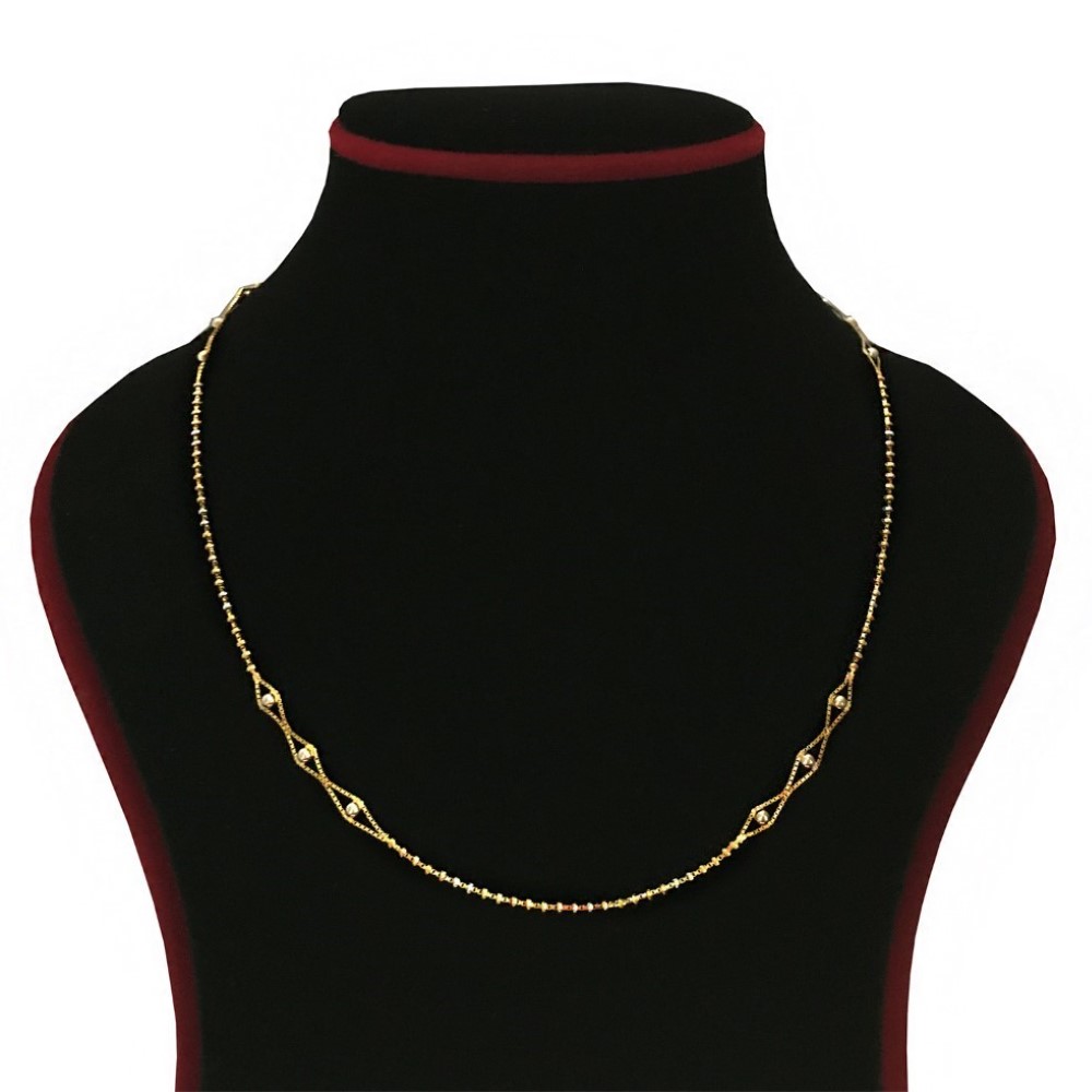 18 Kt Hallmark Real Solid Yellow Gold 2 Tone Curb Necklace Chain 7.140 g 19'' L