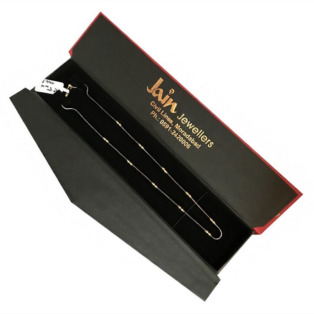 18Kt Hallmark Real Solid Yellow Gold 2 Tone Curb Necklace Chain 6.440 g 18'' L