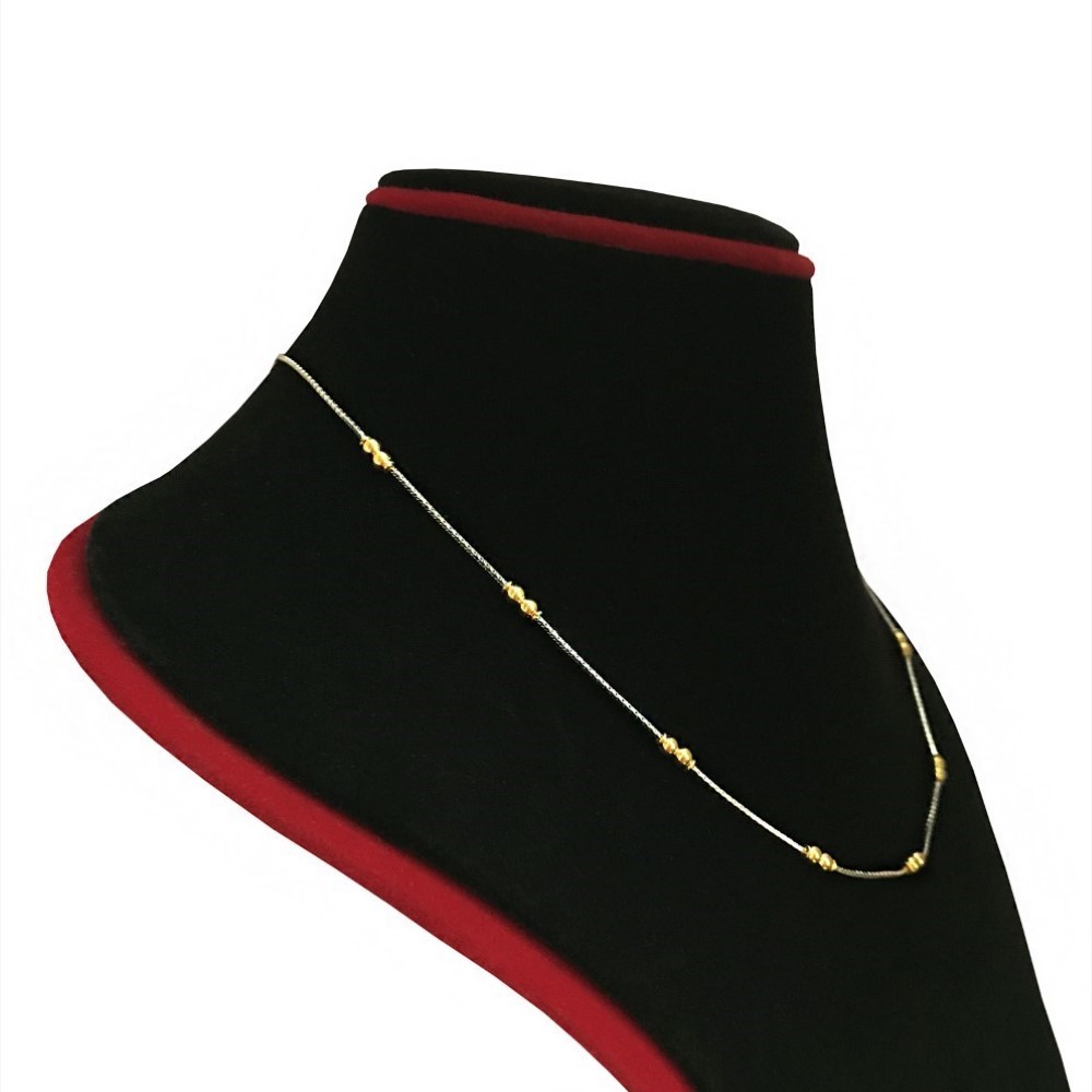 18Kt Hallmark Real Solid Yellow Gold 2 Tone Curb Necklace Chain 6.440 g 18'' L