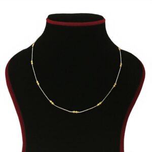 18Kt Hallmark Real Solid Yellow Gold 2 Tone Curb Necklace Chain 6.440 g 18'' L