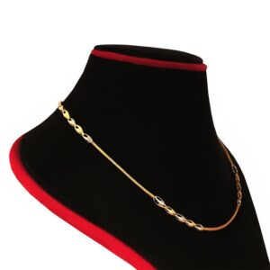 18Kt Hallmark Real Solid Yellow Gold 2 Tone Curb Necklace Chain 7.430 Gm 18''L