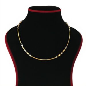 18Kt Hallmark Real Solid Yellow Gold 2 Tone Curb Necklace Chain 7.430 Gm 18''L