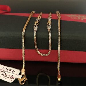 18Kt Hallmark Real Solid Yellow Gold 2 Tone Curb Necklace Chain 7.430 Gm 18''L