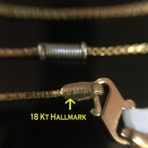 18Kt Hallmark Real Solid Yellow Gold 2 Tone Curb Necklace Chain 4.520 Gm 18''L