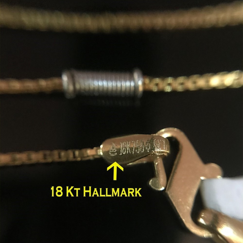 18Kt Hallmark Real Solid Yellow Gold 2 Tone Curb Necklace Chain 4.520 Gm 18''L