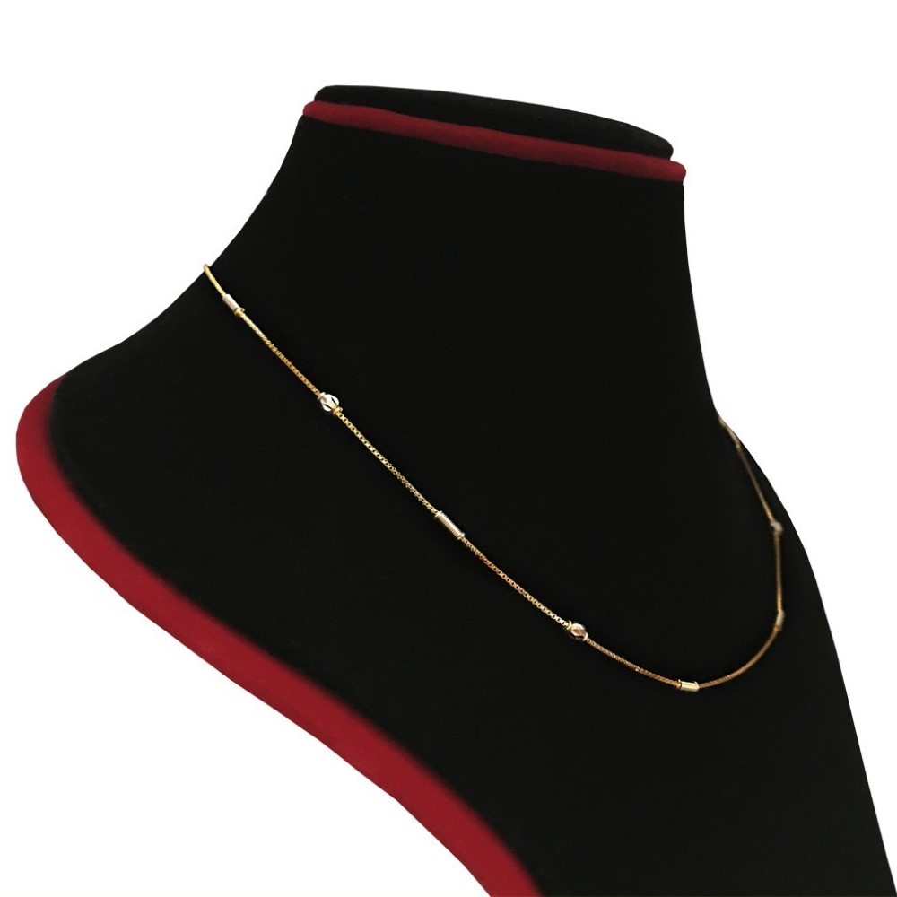 18Kt Hallmark Real Solid Yellow Gold 2 Tone Curb Necklace Chain 4.520 Gm 18''L