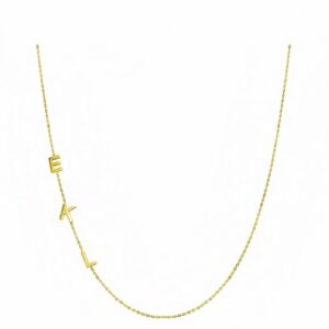 18Kt Hallmark Solid Yellow Gold Personalized Sideways Initial Necklace Chain