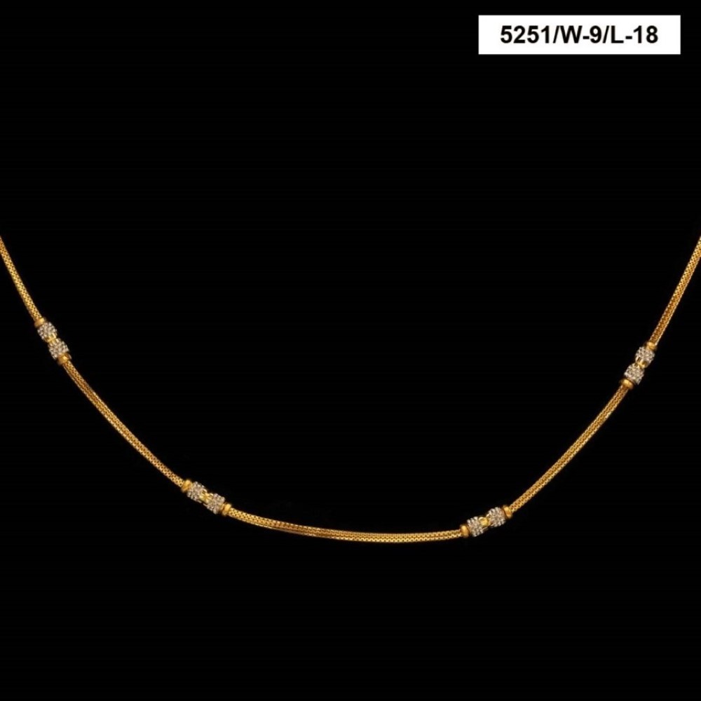 22 Kt Hallmark Real Solid Yellow Gold Necklace Curb White Balls Chain 16 Grams