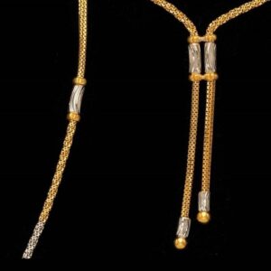 22 Kt Real Solid Yellow Gold Necklace Curb Double Line Hanging Chain 20 Grams