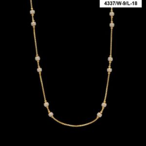 22 Kt Real Solid Yellow Gold Curb Iced Out White Gold Balls Necklace Chain 20 Gm