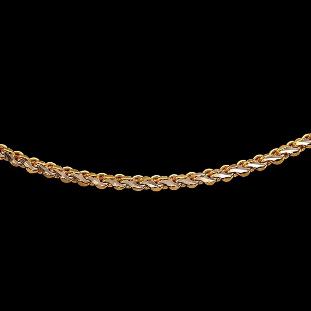 22Kt Hallmark Real Solid Yellow Gold Designer 2 Tone Women'S Necklace Chain 16gm