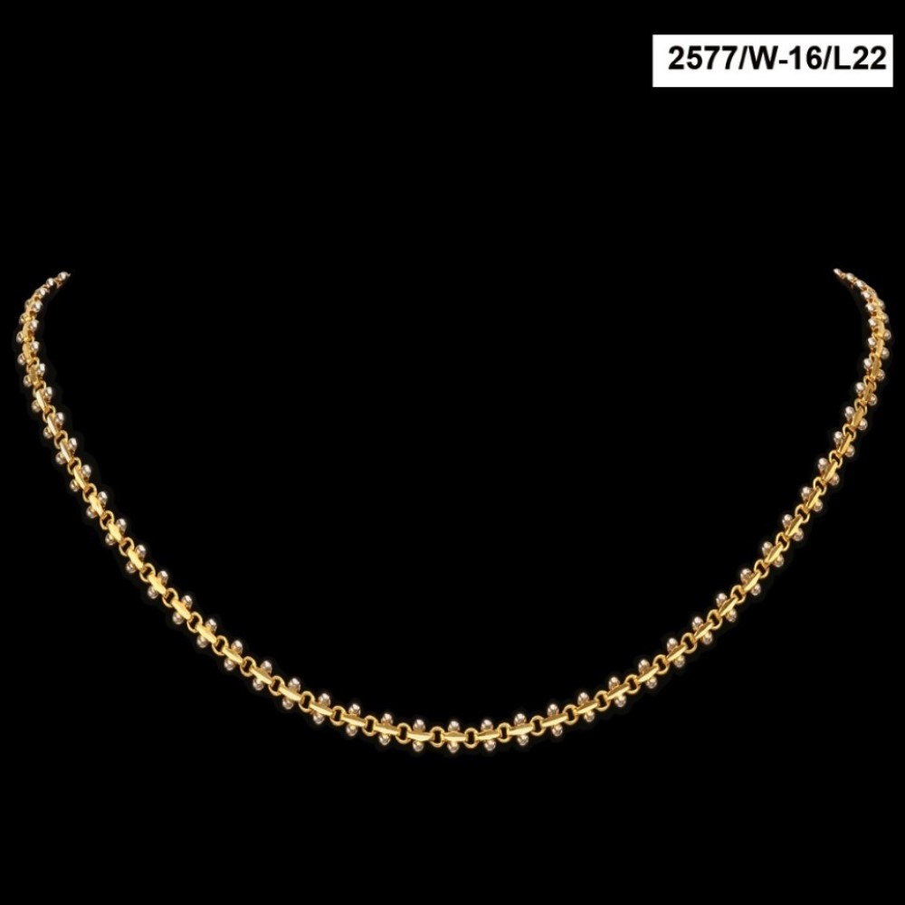22Kt Hallmark Real Solid Yellow Gold Designer 2 Tone Women'S Necklace Chain 18g - Image 2