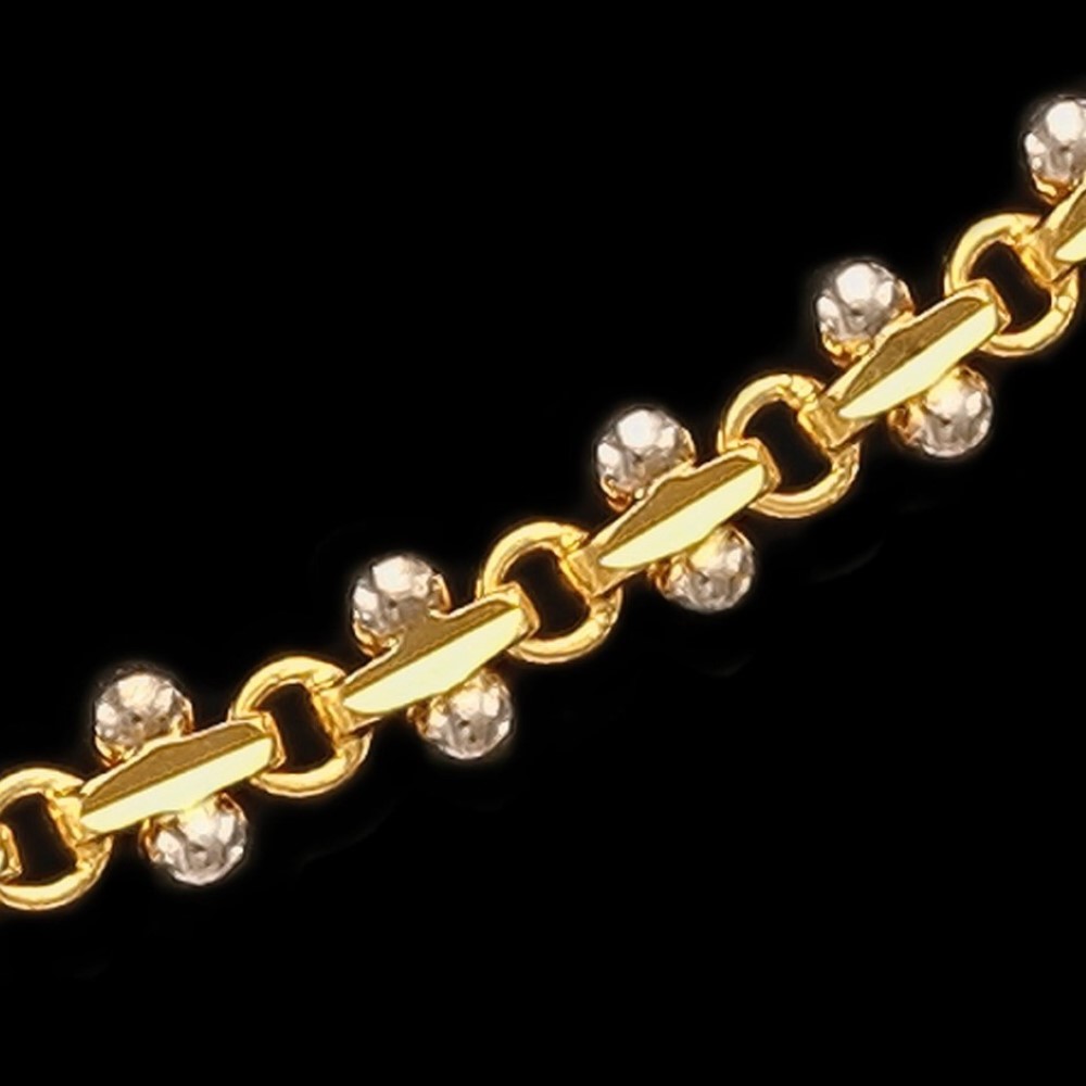 22Kt Hallmark Real Solid Yellow Gold Designer 2 Tone Women'S Necklace Chain 18g