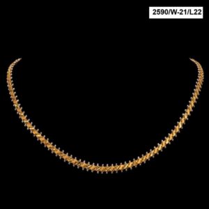 22Kt Hallmark Real Solid Yellow Gold Designer 2 Tone Women'S Necklace Chain 34g