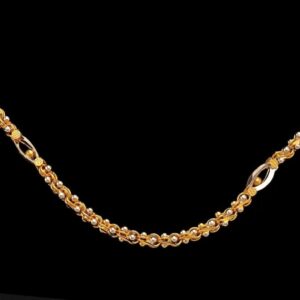 22Kt Hallmark Real Solid Yellow Gold Designer 2 Tone Women'S Necklace Chain 45g