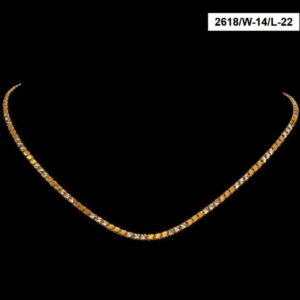 22Kt Hallmark Real Solid Yellow Gold Designer 2 Tone Miami Chain Necklace 14 Gm