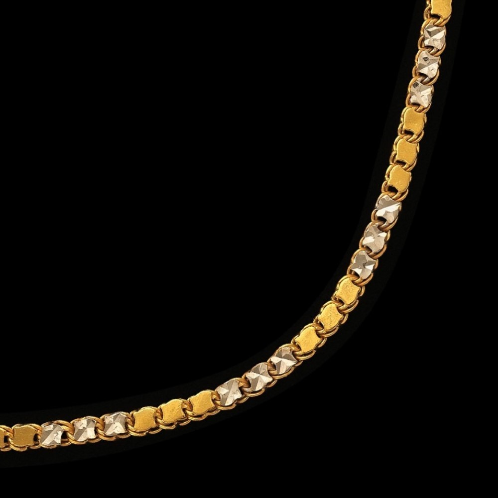 22Kt Hallmark Real Solid Yellow Gold Designer 2 Tone Miami Chain Necklace 14 Gm