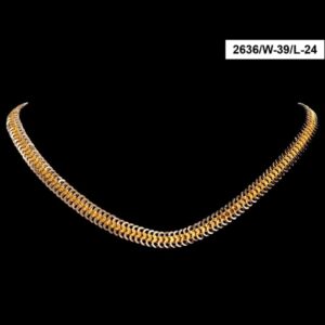 22Kt Hallmark Real Solid Yellow Gold 2 Tone Luxury Dubai Necklace Chain 34 Gram