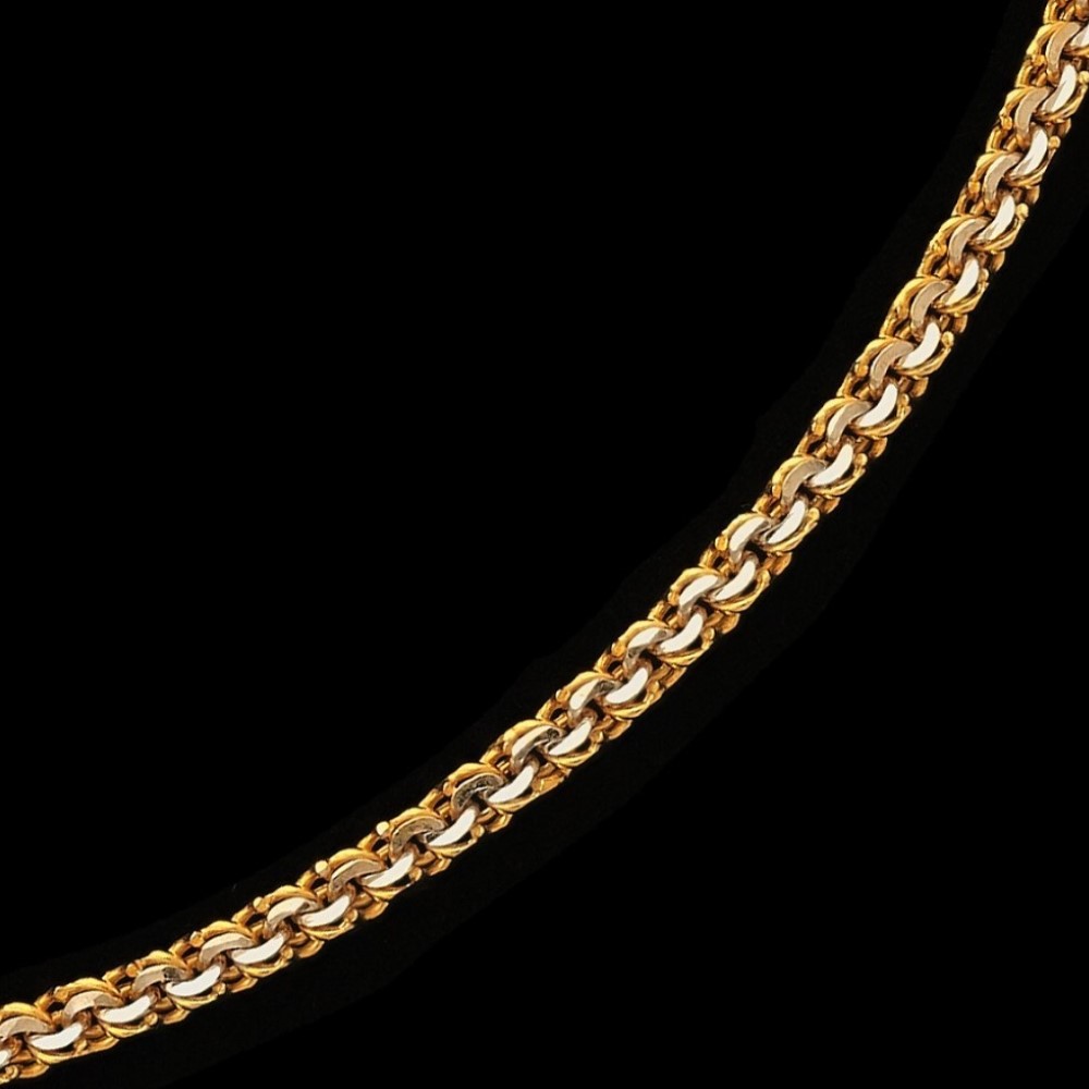 22Kt Hallmark Real Solid Yellow Gold Necklace 2 Tone Link Dubai Chain 24 Grams