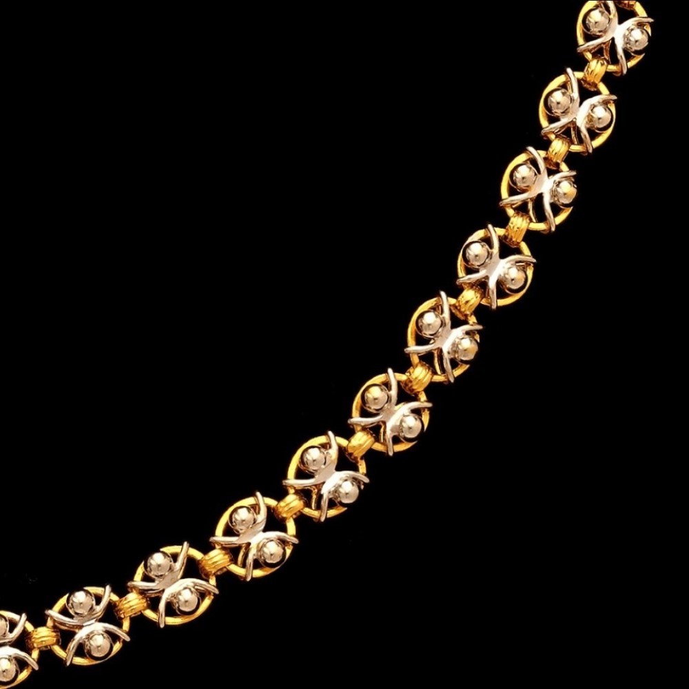 22Kt Hallmark Real Solid Yellow Gold 2 Tone Balls Dubai Necklace Chain 34 Gram