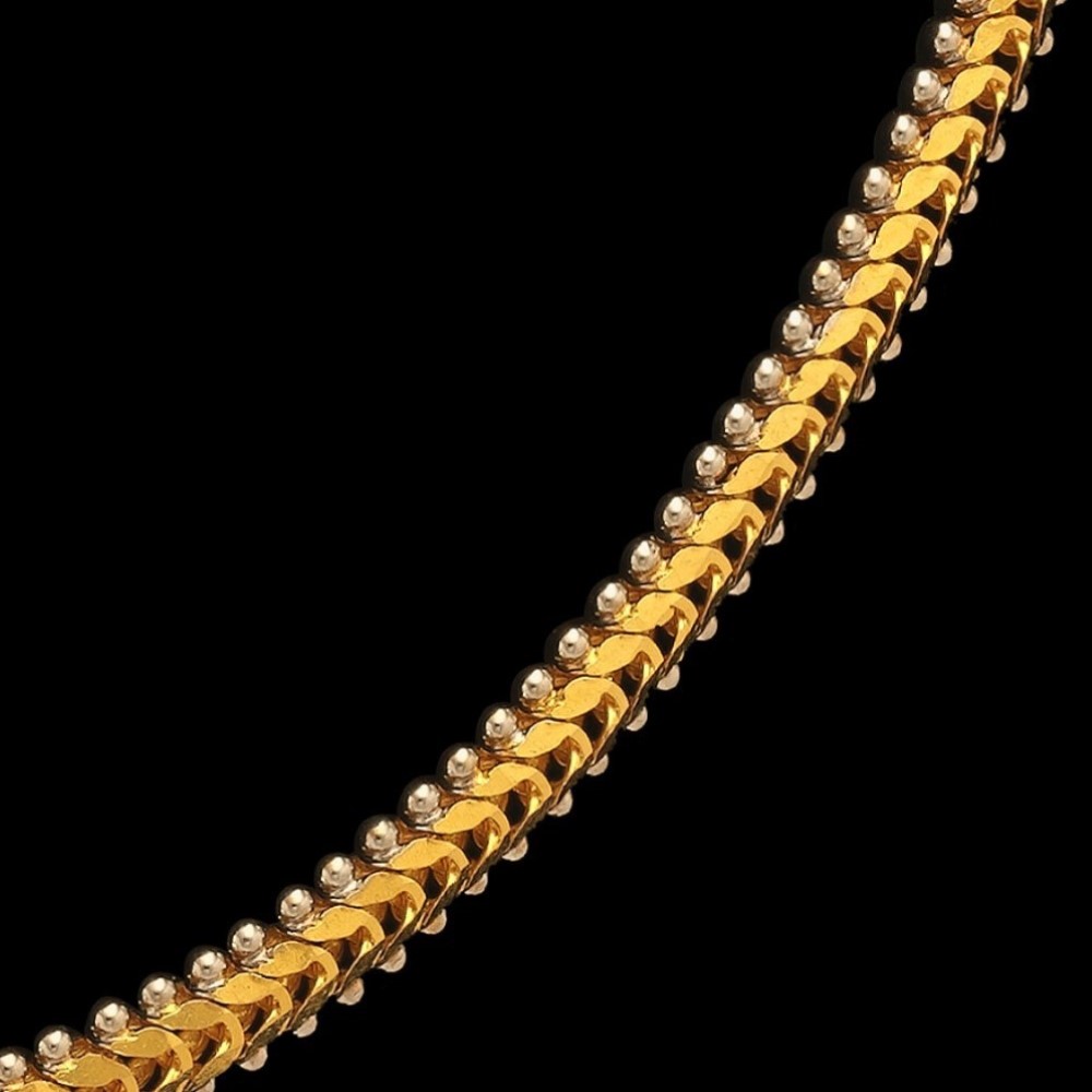 22Kt Hallmark Real Solid Yellow Gold 2 Tone Dubai New Necklace Chain 28 Grams