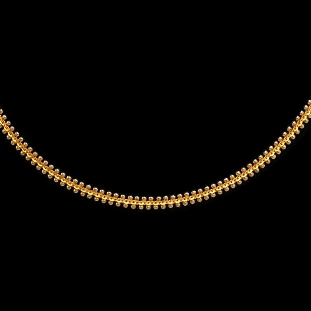 22Kt Hallmark Real Solid Yellow Gold Necklace 2 Tone Cuban New Chain 18 Gram