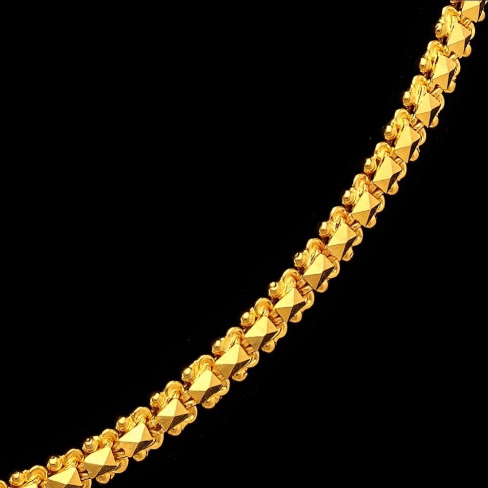 22Kt Hallmark Real Solid Yellow Gold Iced Out Necklace Women's Chain 24 Grams