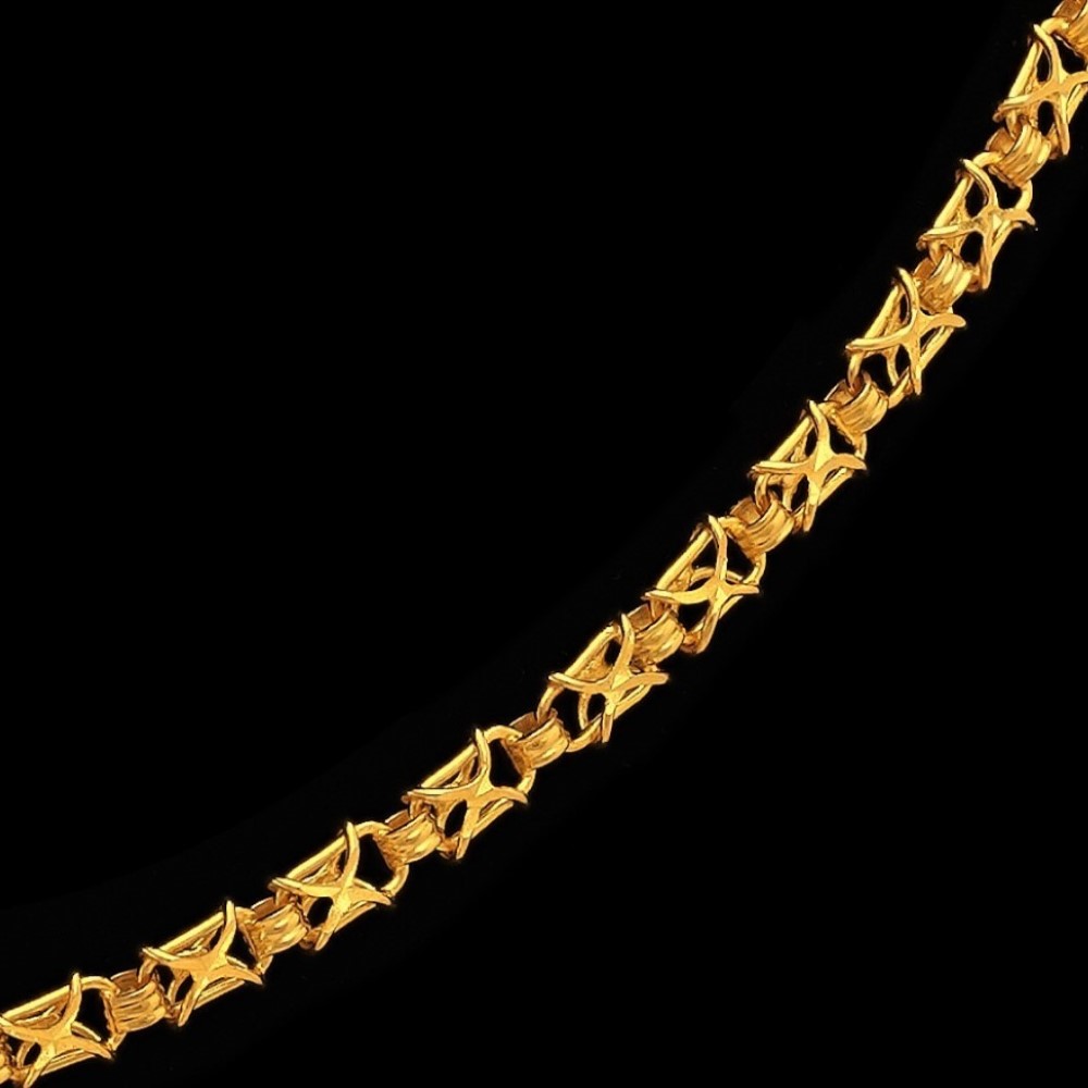 22Kt Hallmark Real Solid Yellow Gold Designer Necklace Women's Chain 24 Grams