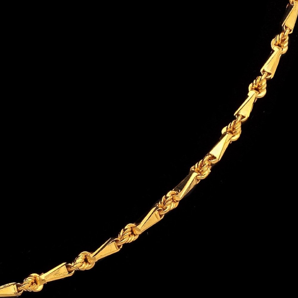 22Kt Hallmark Real Solid Yellow Gold Designer Long Necklace Chain 25 Grams