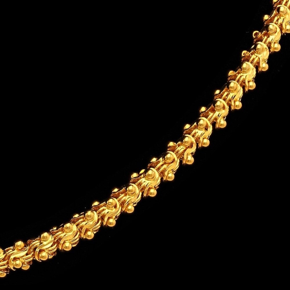 22Kt Hallmark Real Solid Yellow Gold Curb Fancy Necklace Women's Chain 24 Grams