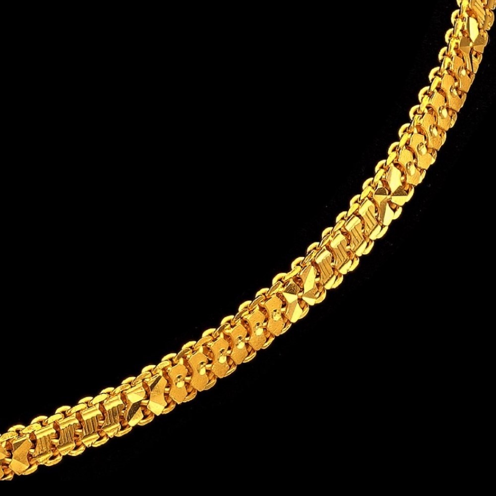 22Kt Hallmark Real Solid Yellow Gold Cuban Fancy Flat Necklace Chain 38 Grams