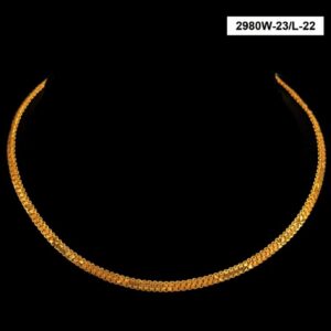 22 Kt Real Hallmark Solid Yellow Gold Curb Fancy Flat Necklace Chain 38 Grams