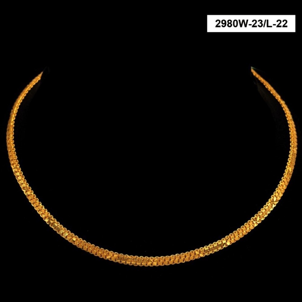 22 Kt Real Hallmark Solid Yellow Gold Curb Fancy Flat Necklace Chain 38 Grams - Image 2