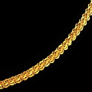 22 Kt Real Hallmark Solid Yellow Gold Curb Fancy Flat Necklace Chain 38 Grams