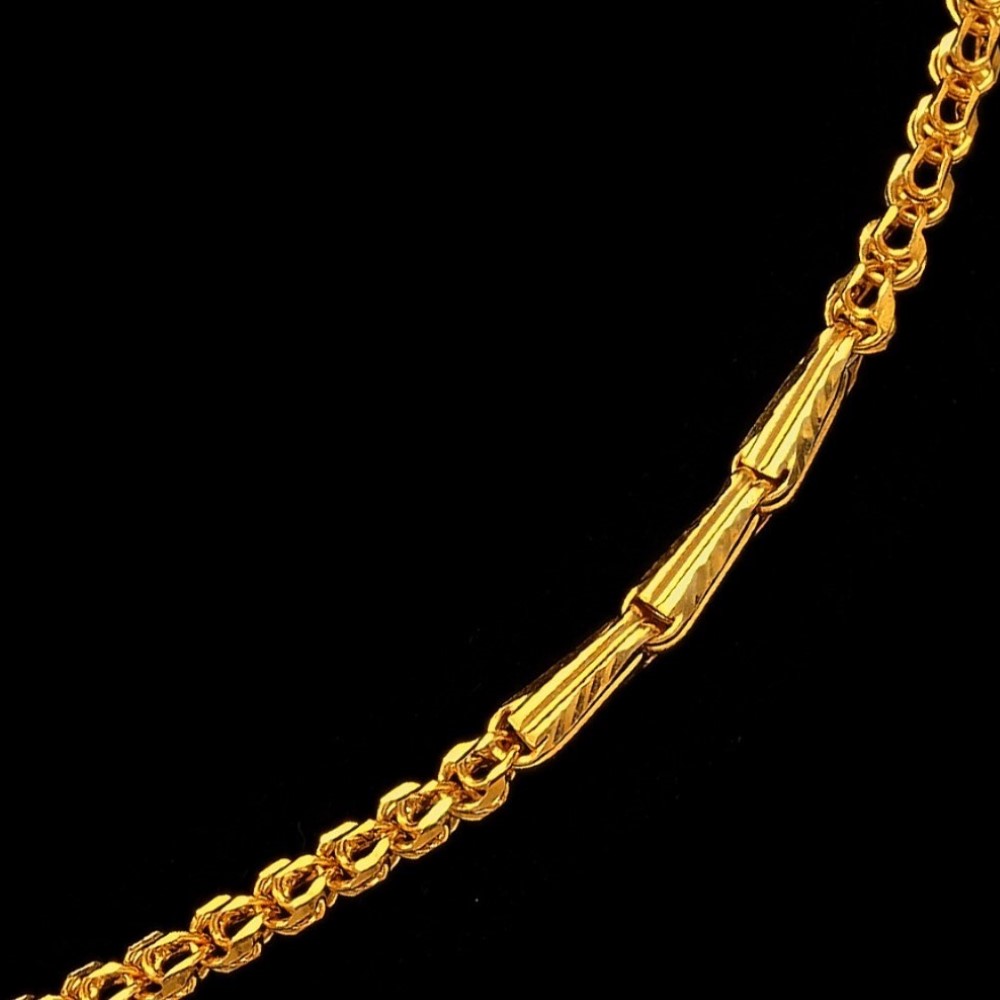 22Kt Hallmark Real Solid Yellow Gold Curb Fancy Link Necklace Chain 24 Grams