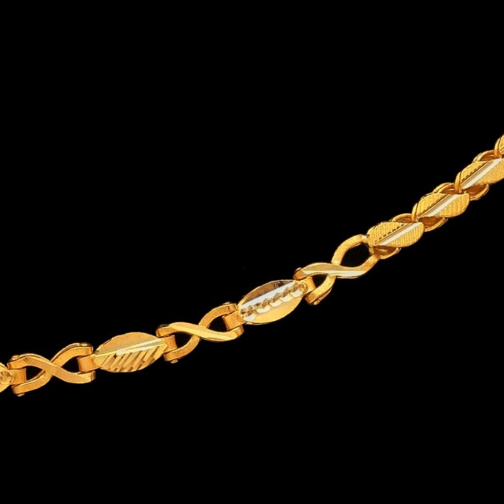22Kt Hallmark Real Solid Yellow Gold Curb Fancy New Necklace Chain 20 Grams