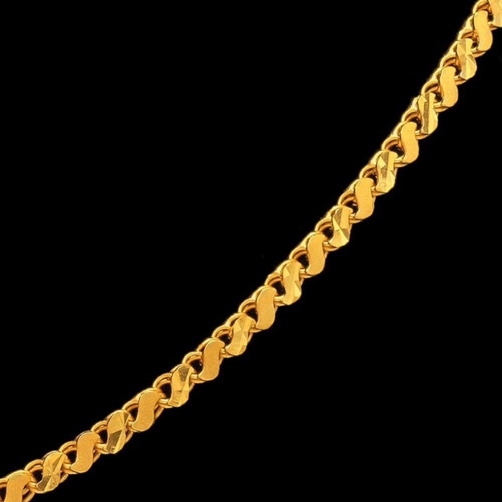 22Kt Hallmark Real Solid Yellow Gold Curb Fancy New Necklace Chain 24 Grams