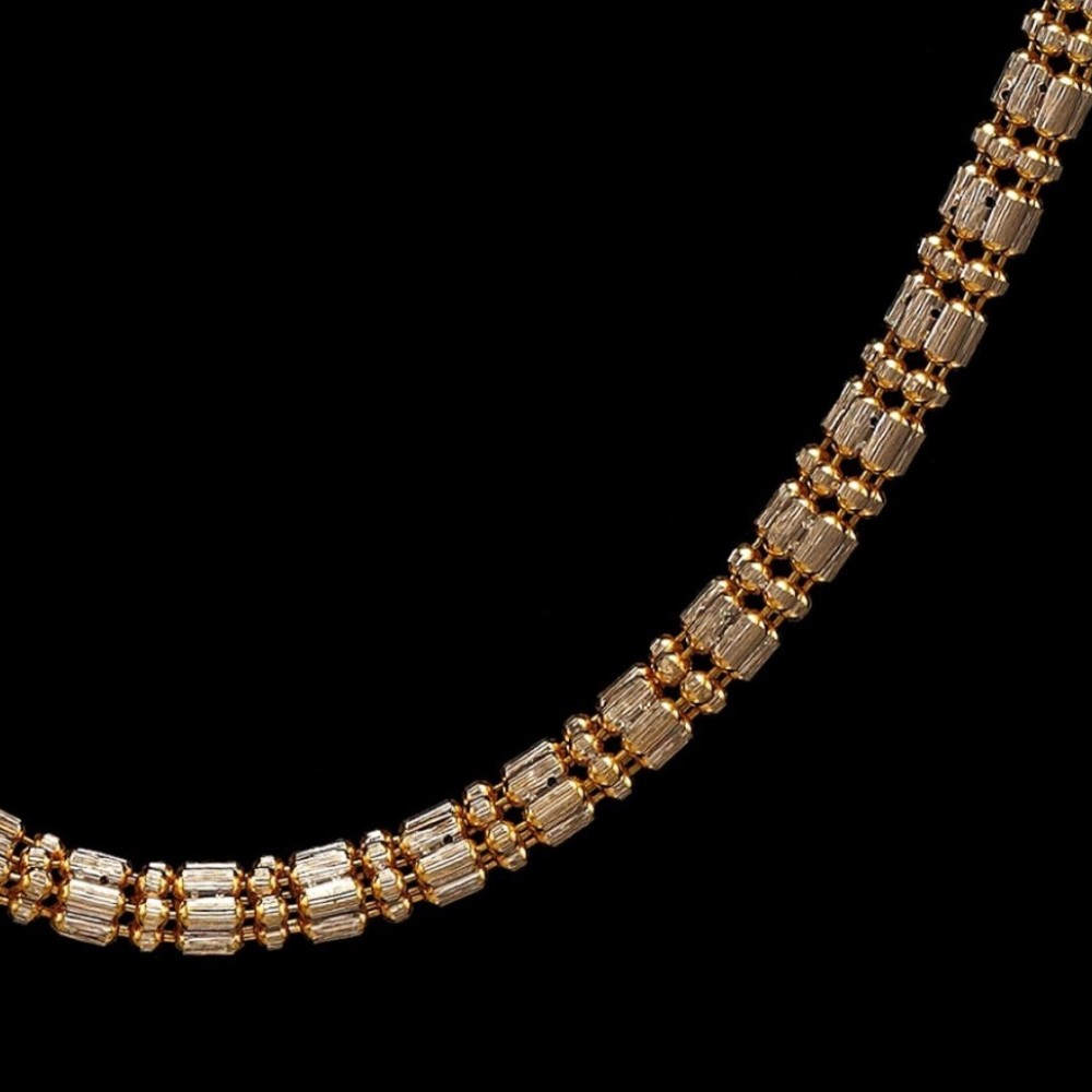 22Kt Solid Yellow Gold Necklace Iced Out 2 Tone Chain 34 Grams  18'' L