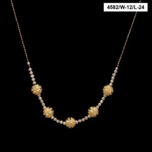 22Kt Solid Yellow Gold Necklace Iced Out 2 Tone Long Chain 32 g 24''L