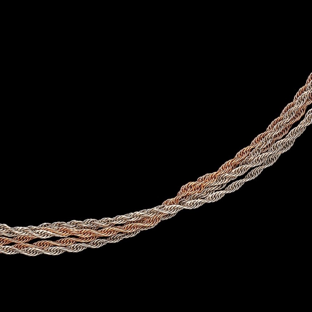 22Kt Solid Yellow Gold Necklace Hip Hop 2 Tone Twist Chain 42 g 18''L