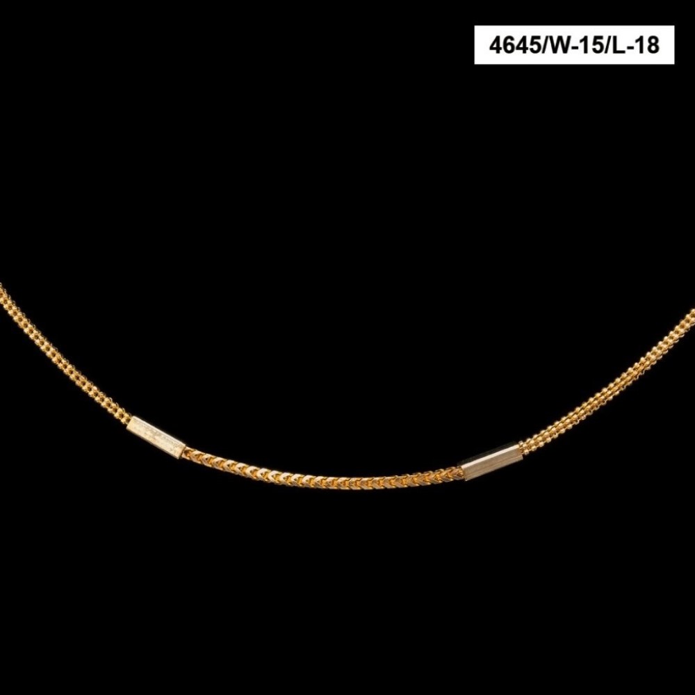 22Kt Solid Yellow Gold Necklace Hip Hop 2 Tone Curb Chain 24gm 18'' L - Image 2