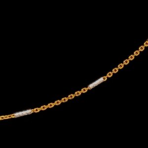 22Kt Hallmark Real Solid Yellow Gold Necklace Hip Hop 2 Tone Curb Chain 10.5 Gm