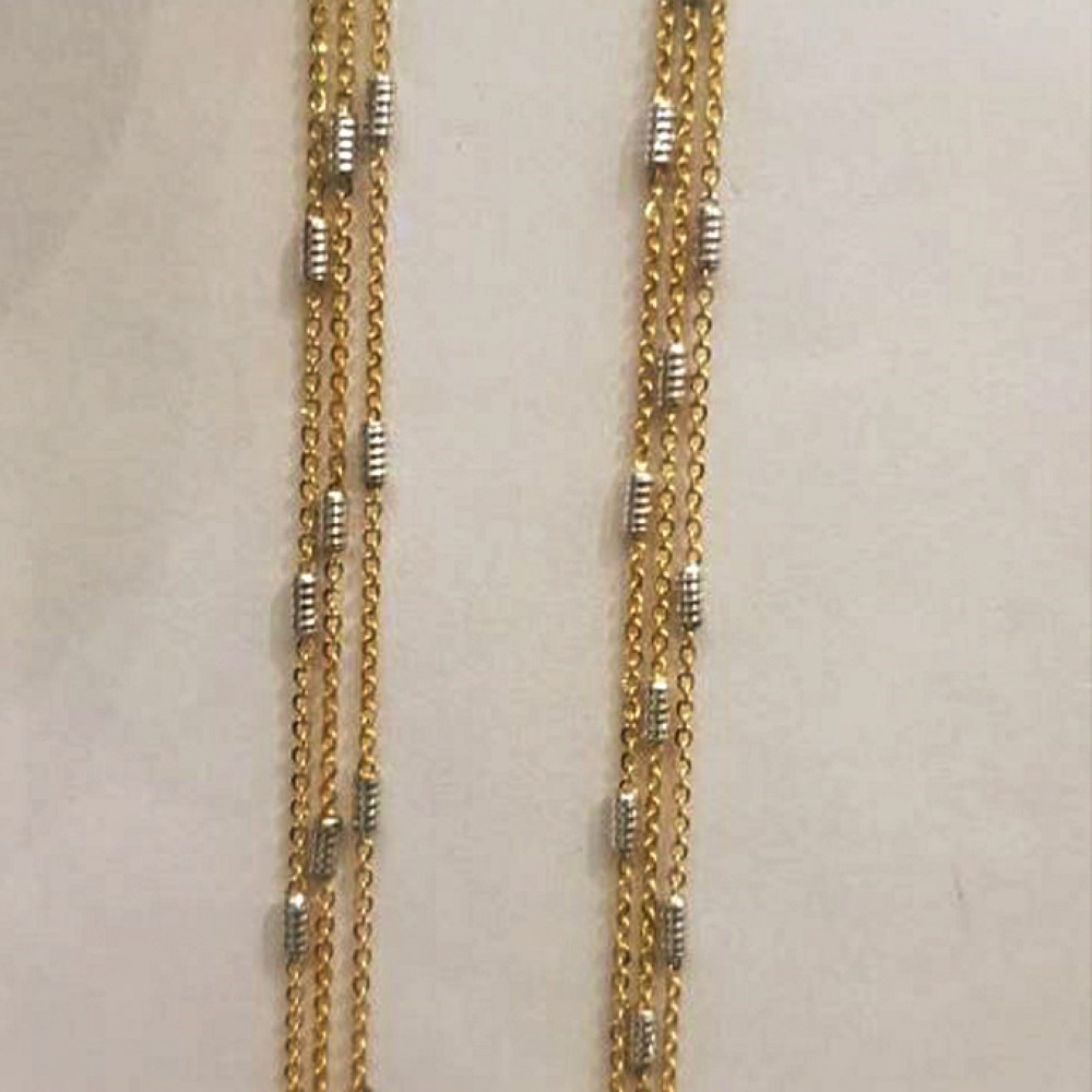 22Kt Hallmark Real Solid Yellow Gold Necklace Hip Hop 2 Tone Curb Chain 10.5 Gm