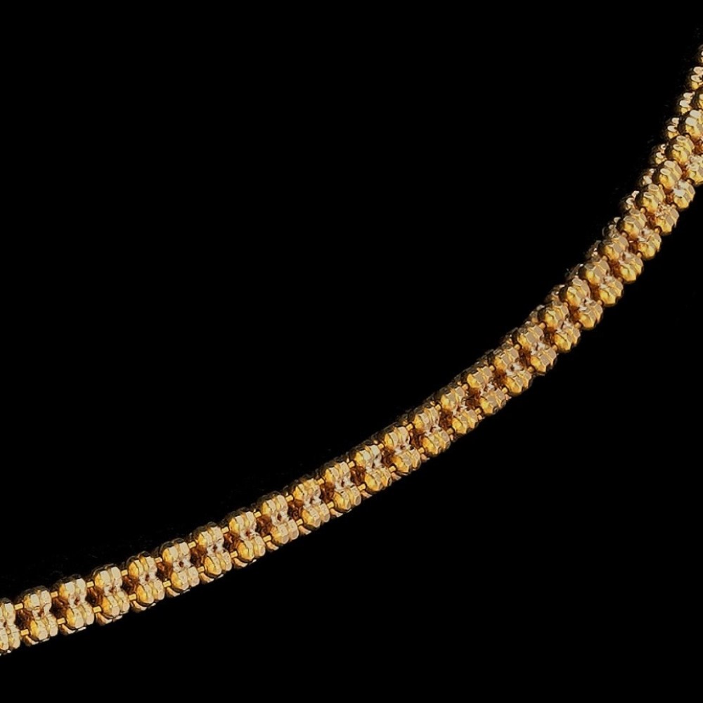 22Kt Hallmark Real Solid Yellow Gold Iced Out 2 Tone Curb Necklace Chain 28 Gm