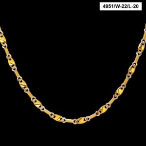 22Kt Solid Yellow Gold Necklace 2 Tone Curb Cuban Chain 30 Gms 18'' 20'' 22''