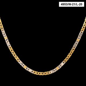 22Kt Solid Yellow Gold Necklace Two Tone Hot Sale Chain 30 Gms 20'' L