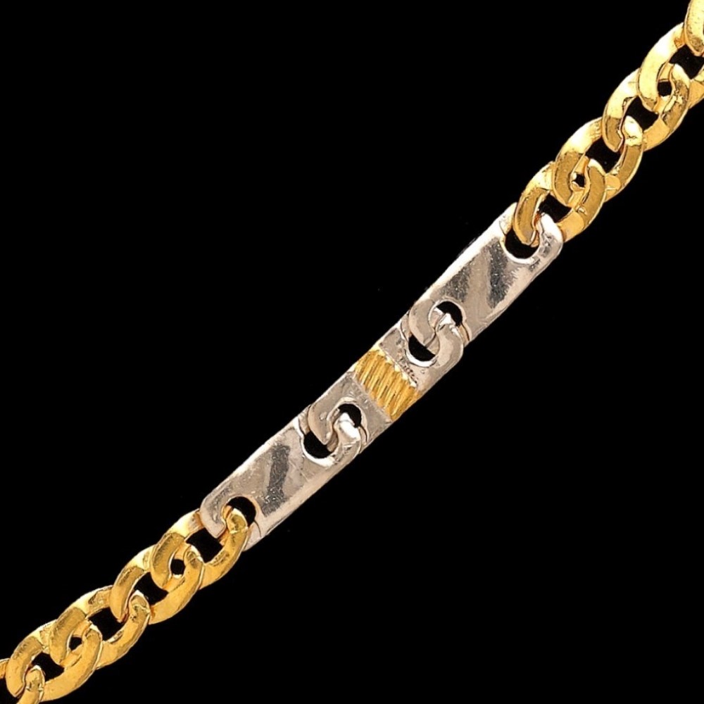 22Kt Solid Yellow Gold Necklace Two Tone Hot Sale Chain 30 Gms 20'' L