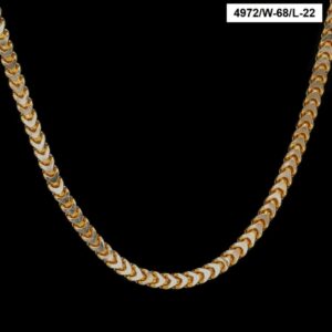 22Kt Solid Yellow Gold Necklace 2 Tone Hot Sale Dubai Chain 70g 22''L